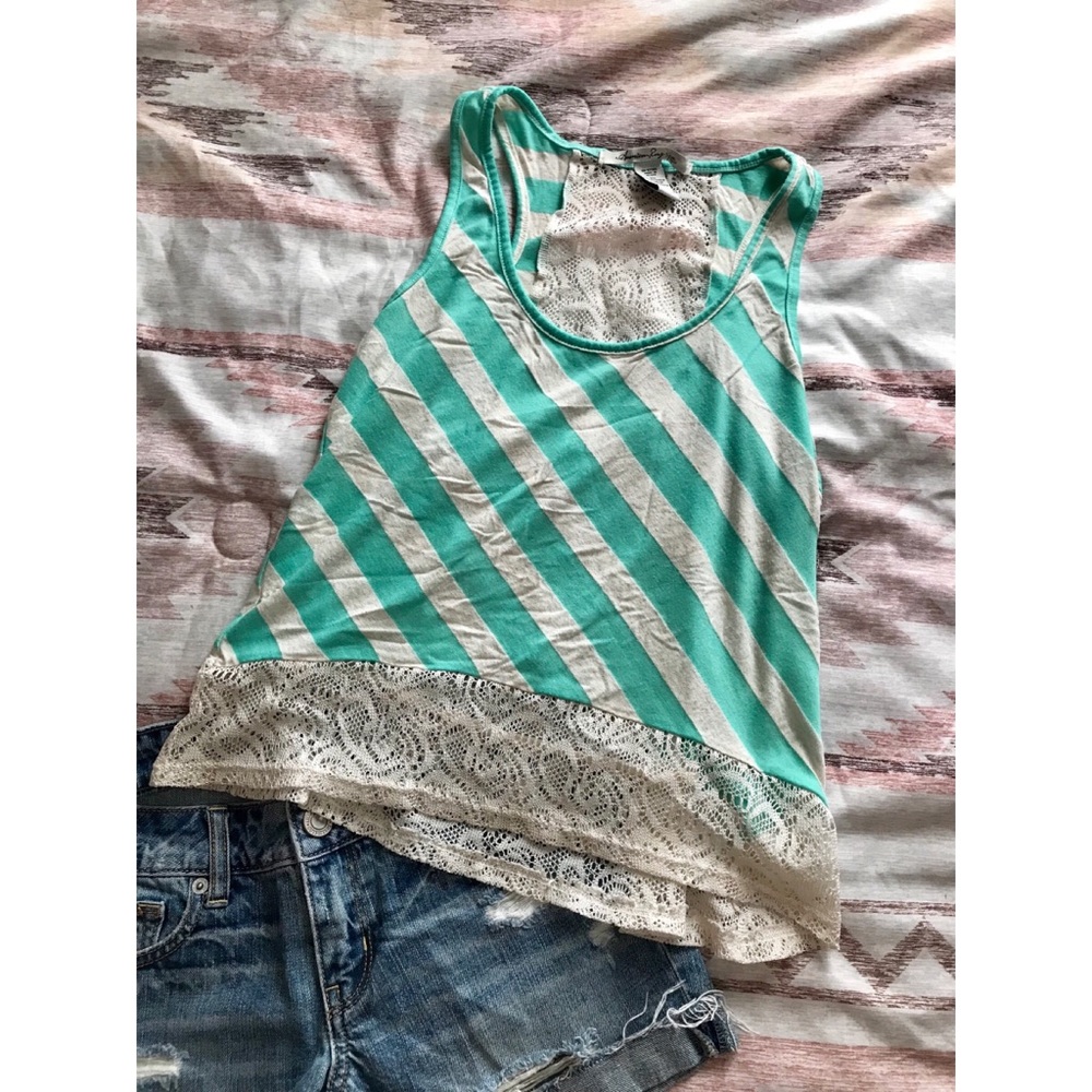 Striped Lace Crop Top